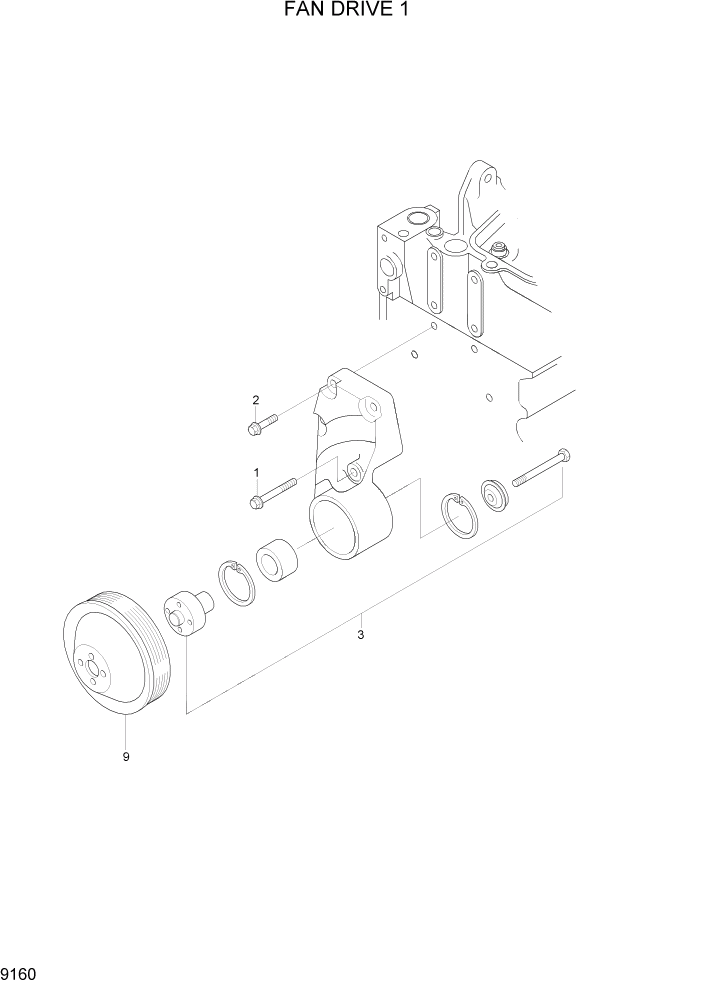 Схема запчастей Hyundai R200W7 - PAGE 9160 FAN DRIVE 1 ДВИГАТЕЛЬ БАЗА
