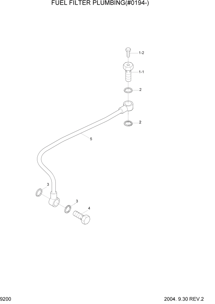 Схема запчастей Hyundai R200W7 - PAGE 9200 FUEL FILTER PLUMBING(#0194-) ДВИГАТЕЛЬ БАЗА