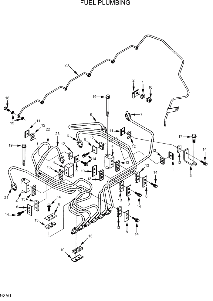 Схема запчастей Hyundai R200W7 - PAGE 9250 FUEL PLUMBING ДВИГАТЕЛЬ БАЗА