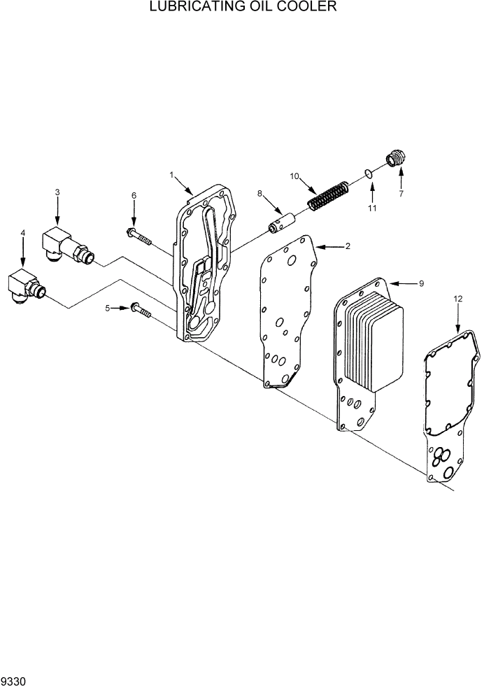 Схема запчастей Hyundai R200W7 - PAGE 9330 LUBRICATING OIL COOLER ДВИГАТЕЛЬ БАЗА