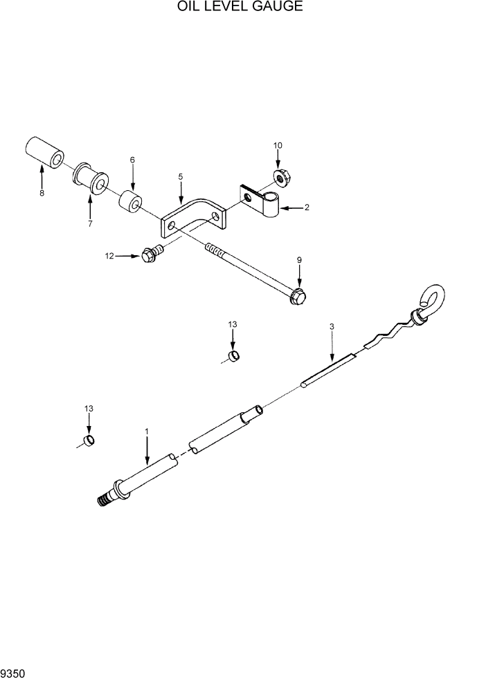 Схема запчастей Hyundai R200W7 - PAGE 9350 OIL LEVEL GAUGE ДВИГАТЕЛЬ БАЗА