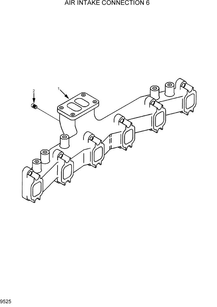 Схема запчастей Hyundai R200W7 - PAGE 9525 AIR INTAKE CONNECTION 6 ДВИГАТЕЛЬ БАЗА