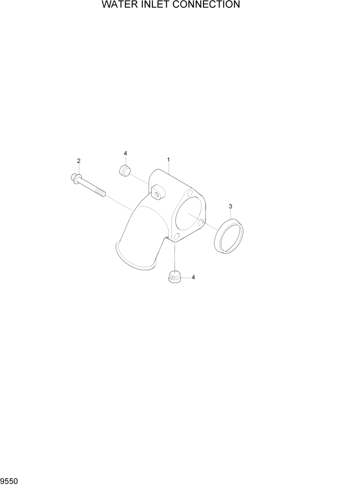 Схема запчастей Hyundai R200W7 - PAGE 9550 WATER INLET CONNECTION ДВИГАТЕЛЬ БАЗА