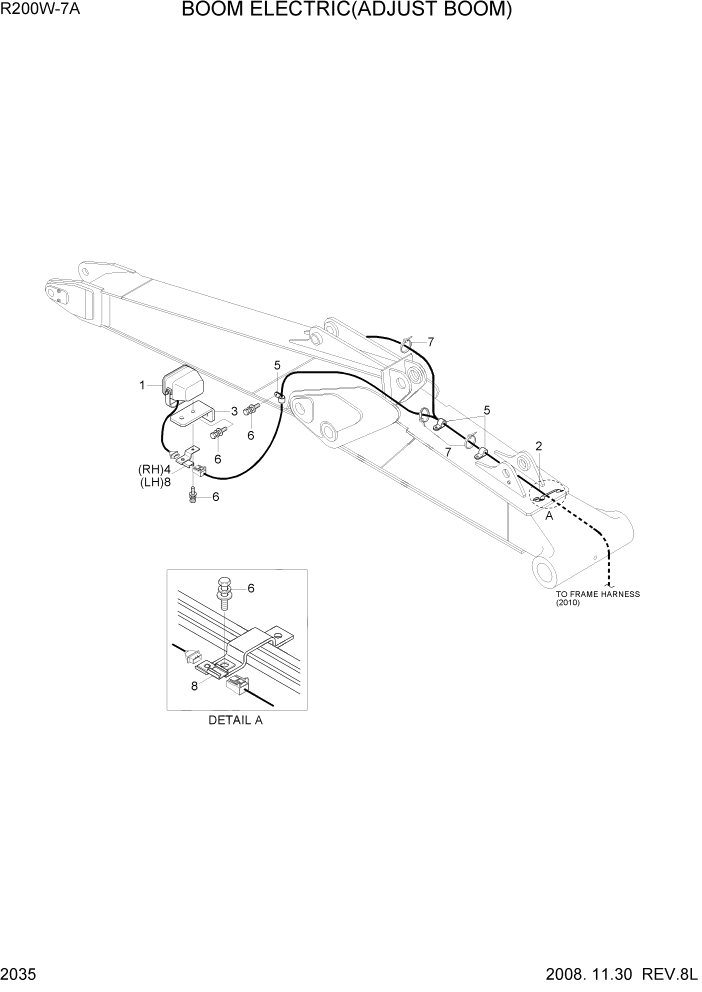 Схема запчастей Hyundai R200W7A - PAGE 2035 BOOM ELECTRIC(ADJUST BOOM) ЭЛЕКТРИЧЕСКАЯ СИСТЕМА