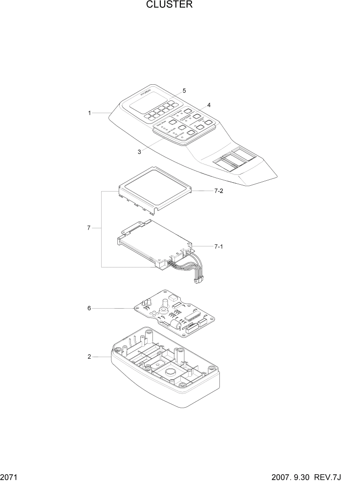 Схема запчастей Hyundai R200W7A - PAGE 2071 CLUSTER ЭЛЕКТРИЧЕСКАЯ СИСТЕМА