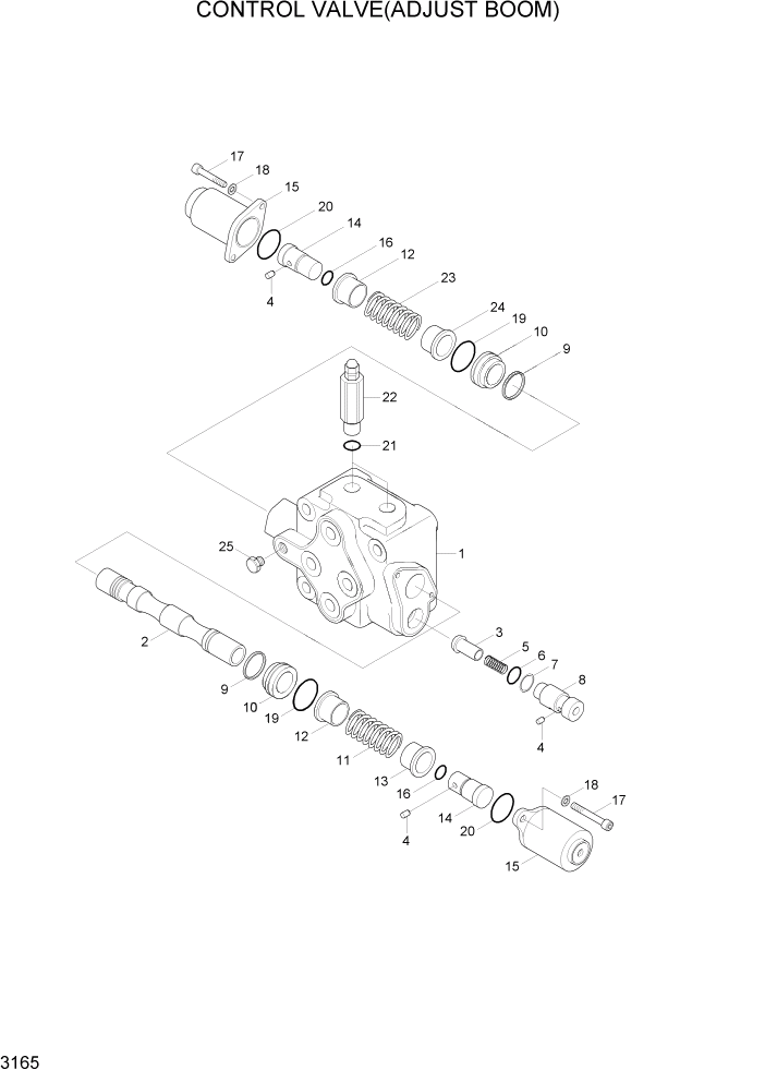 Схема запчастей Hyundai R200W7A - PAGE 3165 CONTROL VALVE(ADJUST BOOM) ГИДРАВЛИЧЕСКАЯ СИСТЕМА