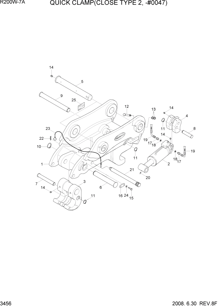 Схема запчастей Hyundai R200W7A - PAGE 3456 QUICK CLAMP(CLOSE TYPE 2, -#0047) ГИДРАВЛИЧЕСКАЯ СИСТЕМА