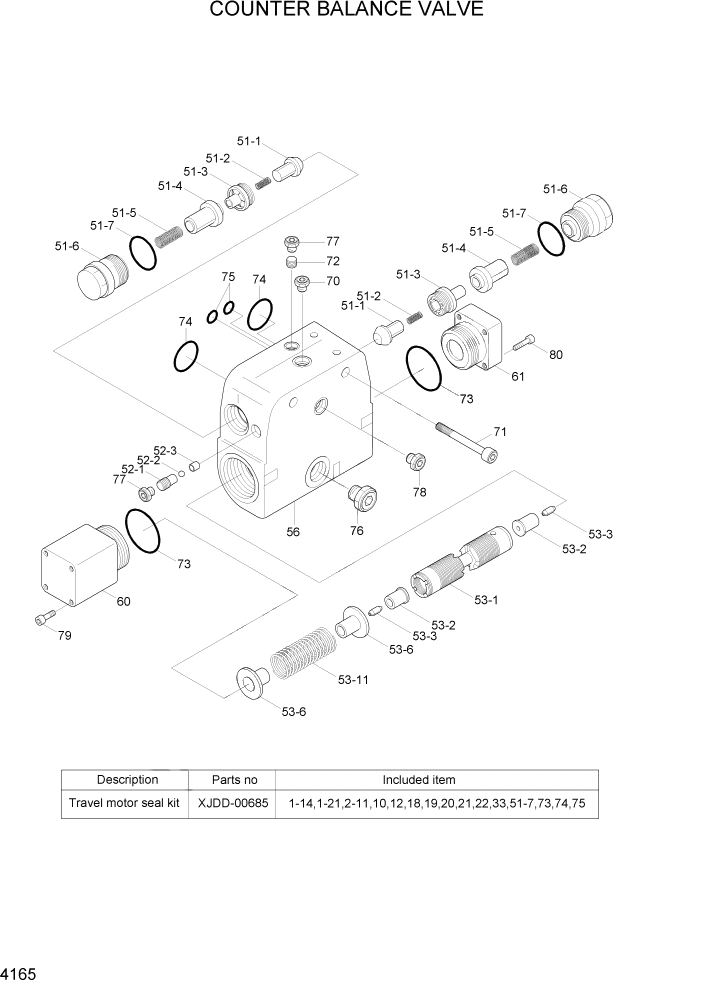 Схема запчастей Hyundai R200W7A - PAGE 4165 COUNTER BALANCE VALVE ГИДРАВЛИЧЕСКИЕ КОМПОНЕНТЫ