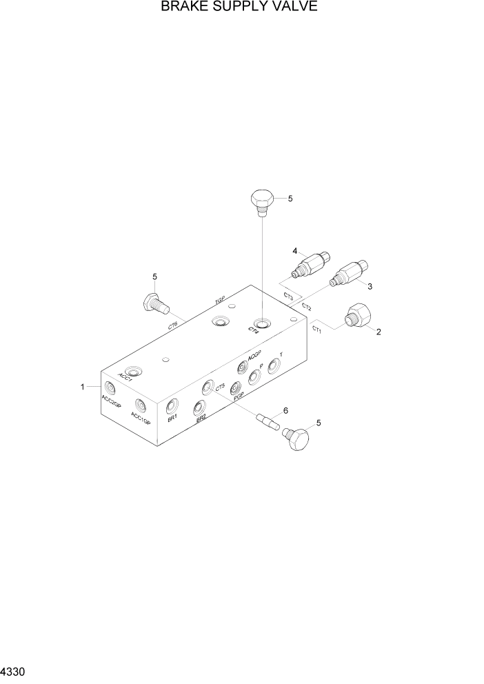 Схема запчастей Hyundai R200W7A - PAGE 4330 BRAKE SUPPLY VALVE ГИДРАВЛИЧЕСКИЕ КОМПОНЕНТЫ