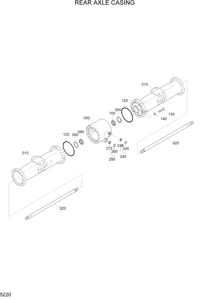 Схема запчастей Hyundai R200W7A - PAGE 5220 REAR AXLE CASING ТРАНСМИССИЯ