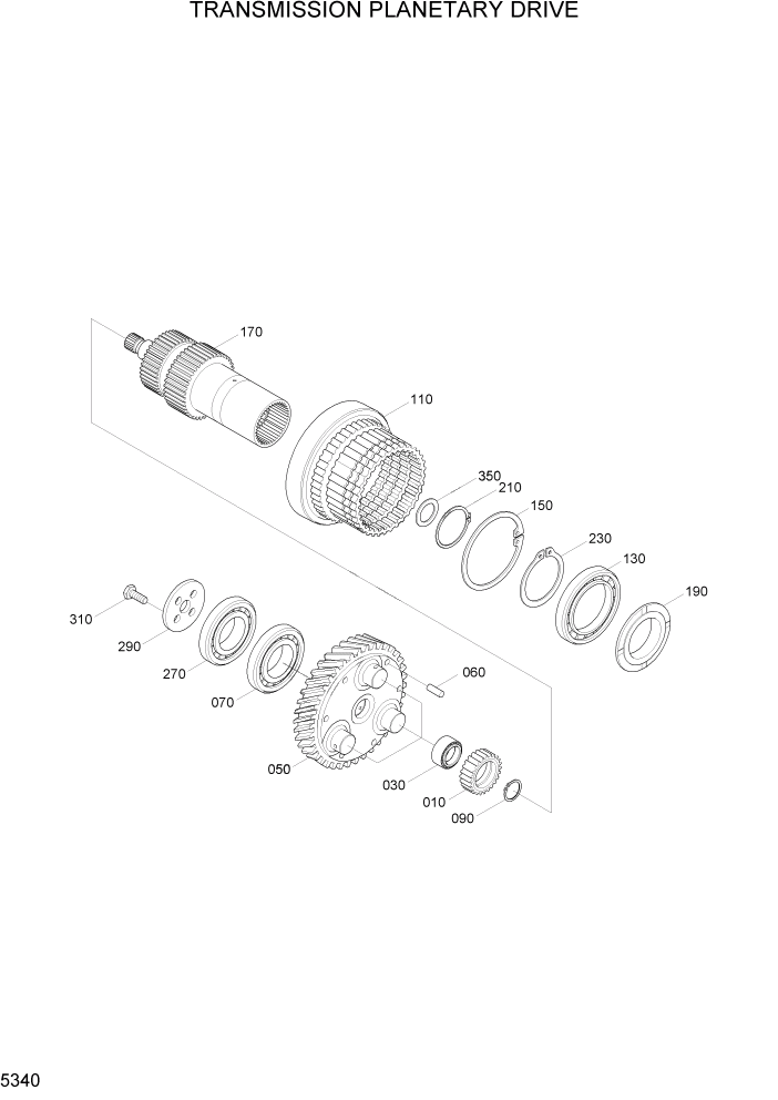 Схема запчастей Hyundai R200W7A - PAGE 5340 TRANSMISSION PLANETARY DRIVE ТРАНСМИССИЯ