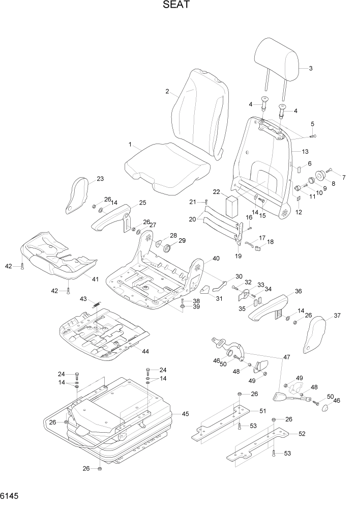 Схема запчастей Hyundai R200W7A - PAGE 6145 SEAT(AIR SUSPENSION, OPT) СТРУКТУРА