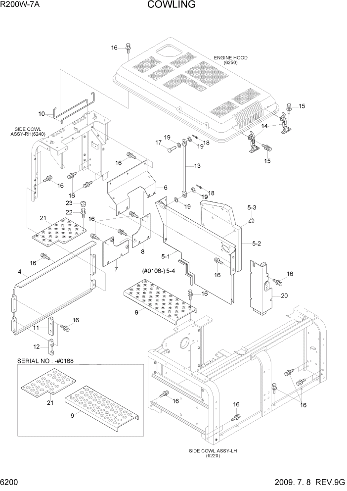 Схема запчастей Hyundai R200W7A - PAGE 6200 COWLING СТРУКТУРА