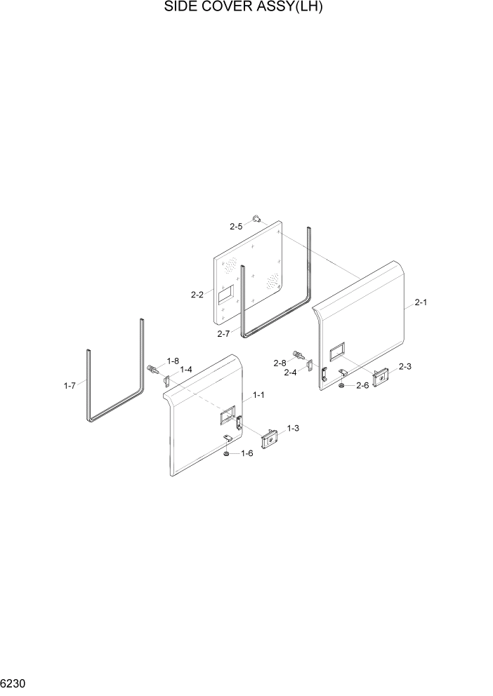Схема запчастей Hyundai R200W7A - PAGE 6230 SIDE COVER ASSY(LH) СТРУКТУРА