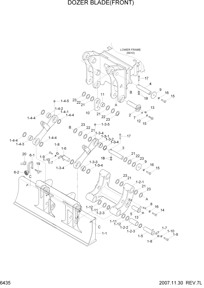 Схема запчастей Hyundai R200W7A - PAGE 6435 DOZER BLADE(FRONT) СТРУКТУРА