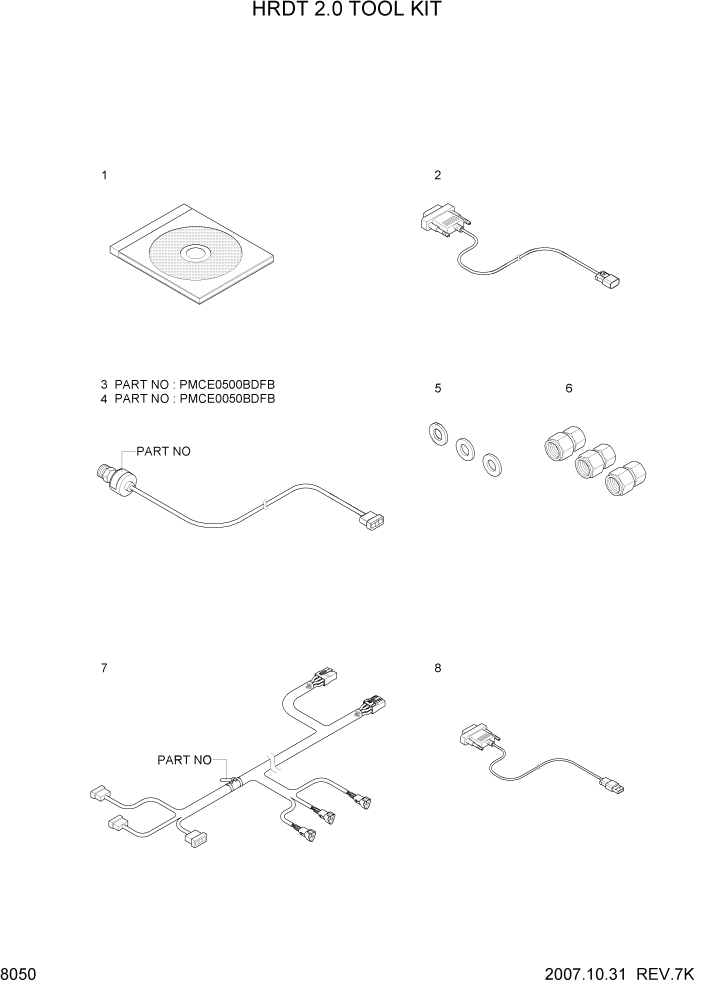 Схема запчастей Hyundai R200W7A - PAGE 8050 HRDT 2.0 TOOL KIT ДРУГИЕ ЧАСТИ