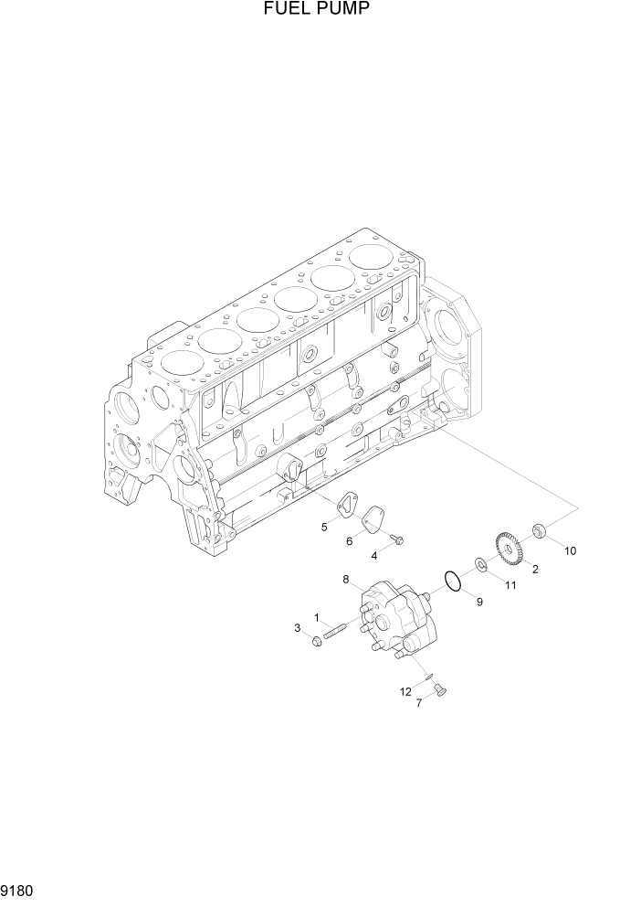 Схема запчастей Hyundai R200W7A - PAGE 9180 FUEL PUMP ДВИГАТЕЛЬ БАЗА