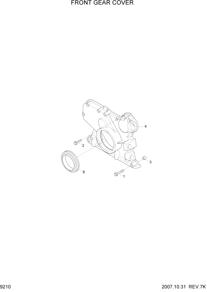 Схема запчастей Hyundai R200W7A - PAGE 9210 FRONT GEAR COVER ДВИГАТЕЛЬ БАЗА