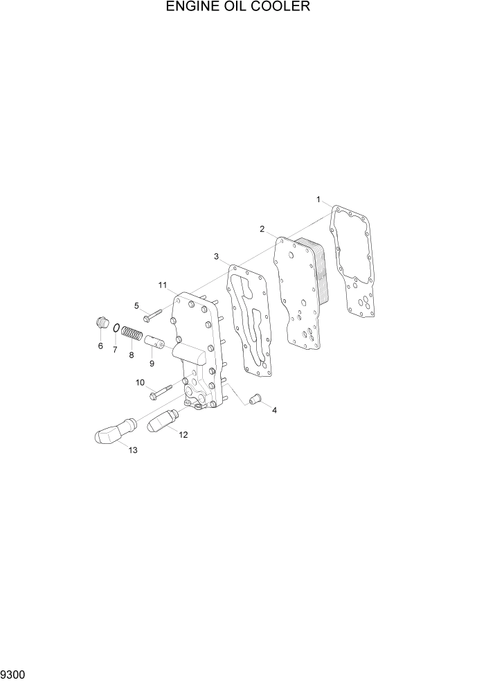 Схема запчастей Hyundai R200W7A - PAGE 9300 ENGINE OIL COOLER ДВИГАТЕЛЬ БАЗА