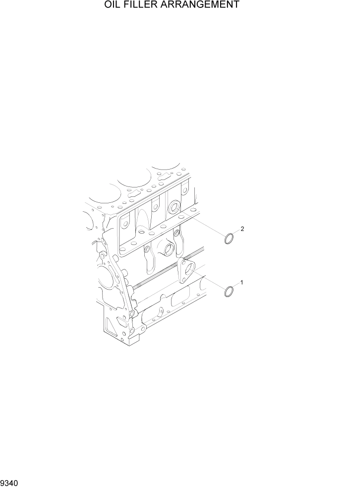 Схема запчастей Hyundai R200W7A - PAGE 9340 OIL FILLER ARRANGEMENT ДВИГАТЕЛЬ БАЗА