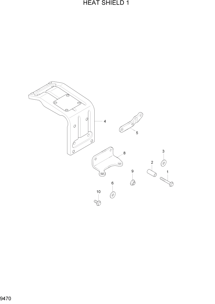 Схема запчастей Hyundai R200W7A - PAGE 9470 HEAT SHIELD 1 ДВИГАТЕЛЬ БАЗА