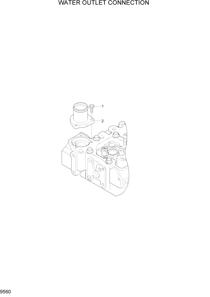 Схема запчастей Hyundai R200W7A - PAGE 9560 WATER OUTLET CONNECTION ДВИГАТЕЛЬ БАЗА