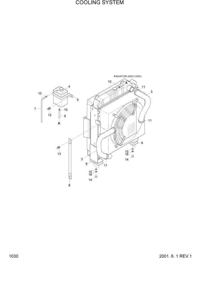 Схема запчастей Hyundai R95W3 - PAGE 1030 COOLING SYSTEM ДВИГАТЕЛЬ