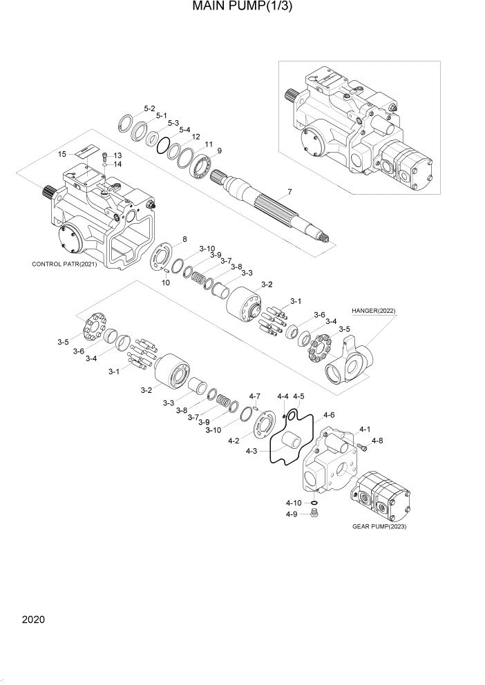 Схема запчастей Hyundai R95W3 - PAGE 2020 MAIN PUMP(1/3) ГИДРАВЛИЧЕСКАЯ СИСТЕМА