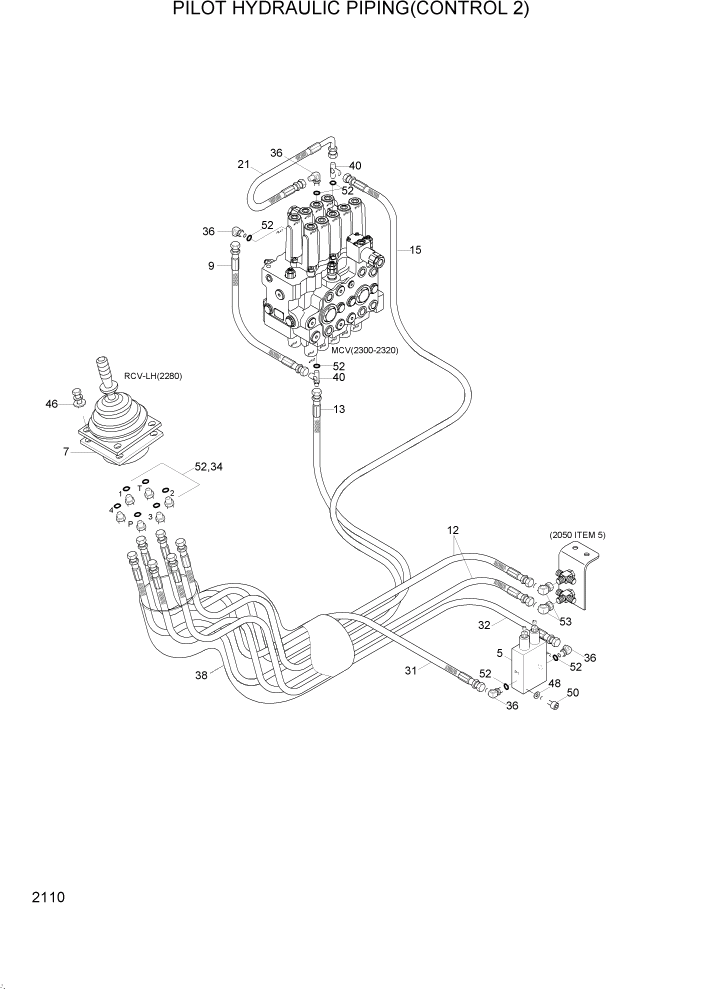 Схема запчастей Hyundai R95W3 - PAGE 2110 PILOT HYDRAULIC PIPING(CONTROL 2) ГИДРАВЛИЧЕСКАЯ СИСТЕМА