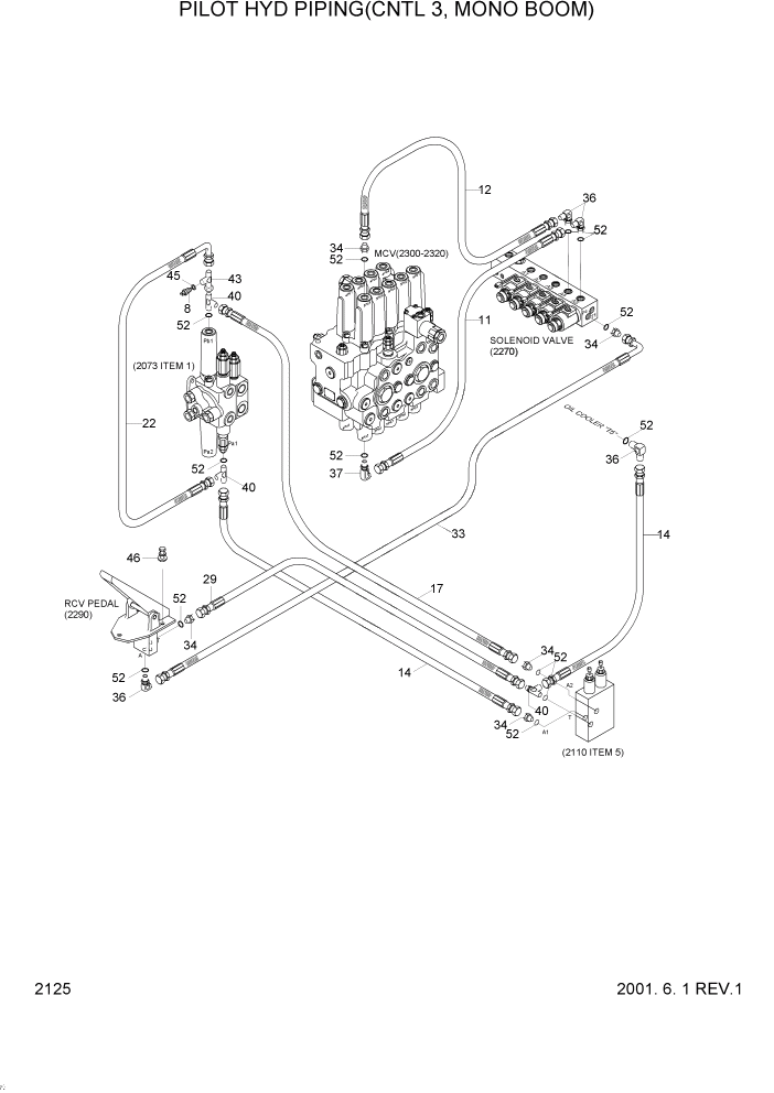 Схема запчастей Hyundai R95W3 - PAGE 2125 PILOT HYD PIPING(CNTL 3, MONO BOOM) ГИДРАВЛИЧЕСКАЯ СИСТЕМА