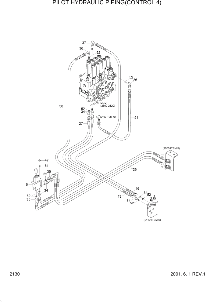 Схема запчастей Hyundai R95W3 - PAGE 2130 PILOT HYDRAULIC PIPING(CONTROL 4) ГИДРАВЛИЧЕСКАЯ СИСТЕМА