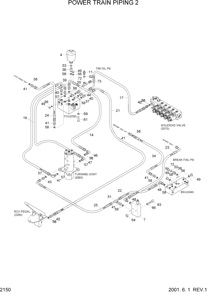 Схема запчастей Hyundai R95W3 - PAGE 2150 POWER TRAIN PIPING 2 ГИДРАВЛИЧЕСКАЯ СИСТЕМА