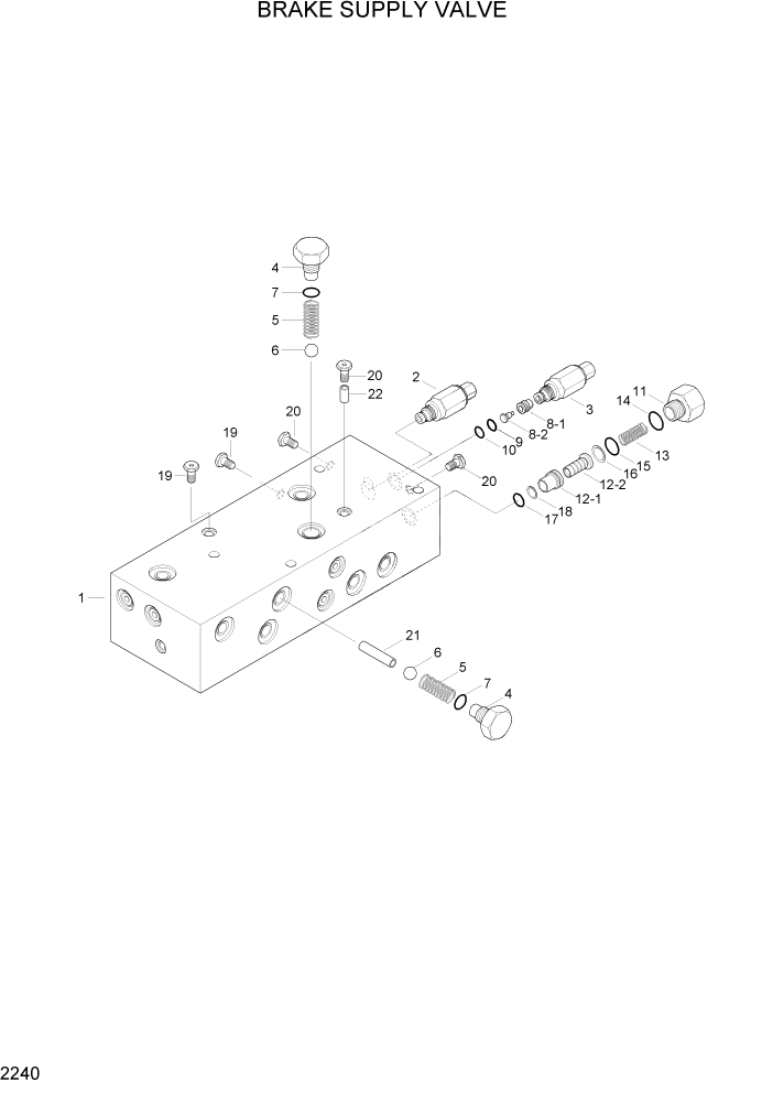 Схема запчастей Hyundai R95W3 - PAGE 2240 BRAKE SUPPLY VALVE ГИДРАВЛИЧЕСКАЯ СИСТЕМА