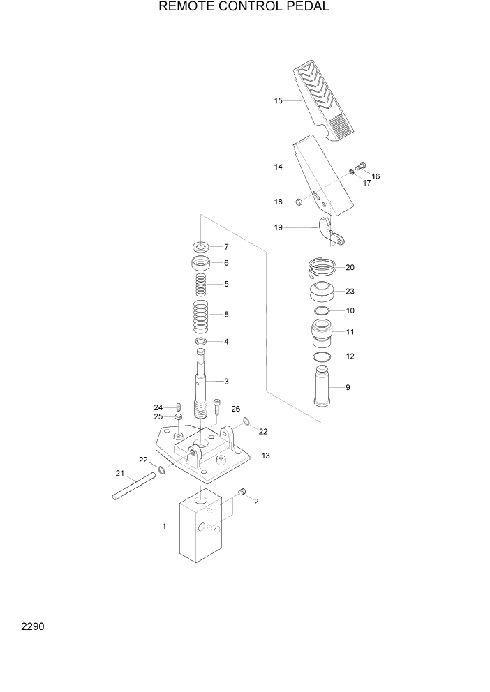 Схема запчастей Hyundai R95W3 - PAGE 2290 REMOTE CONTROL PEDAL ГИДРАВЛИЧЕСКАЯ СИСТЕМА