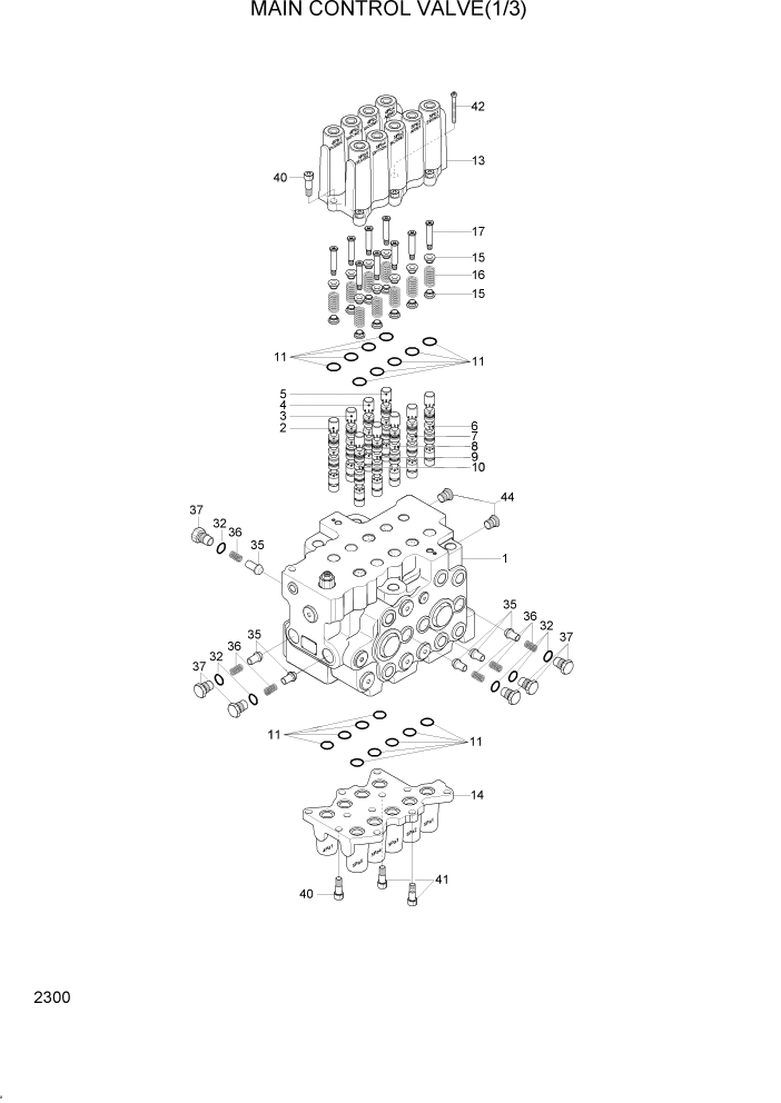 Схема запчастей Hyundai R95W3 - PAGE 2300 MAIN CONTROL VALVE(1/3) ГИДРАВЛИЧЕСКАЯ СИСТЕМА