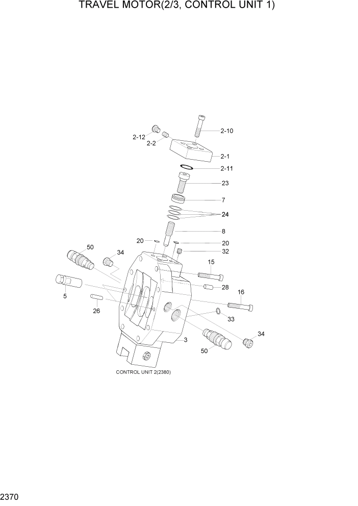 Схема запчастей Hyundai R95W3 - PAGE 2370 TRAVEL MOTOR(2/3, CONTROL UNIT 1) ГИДРАВЛИЧЕСКАЯ СИСТЕМА