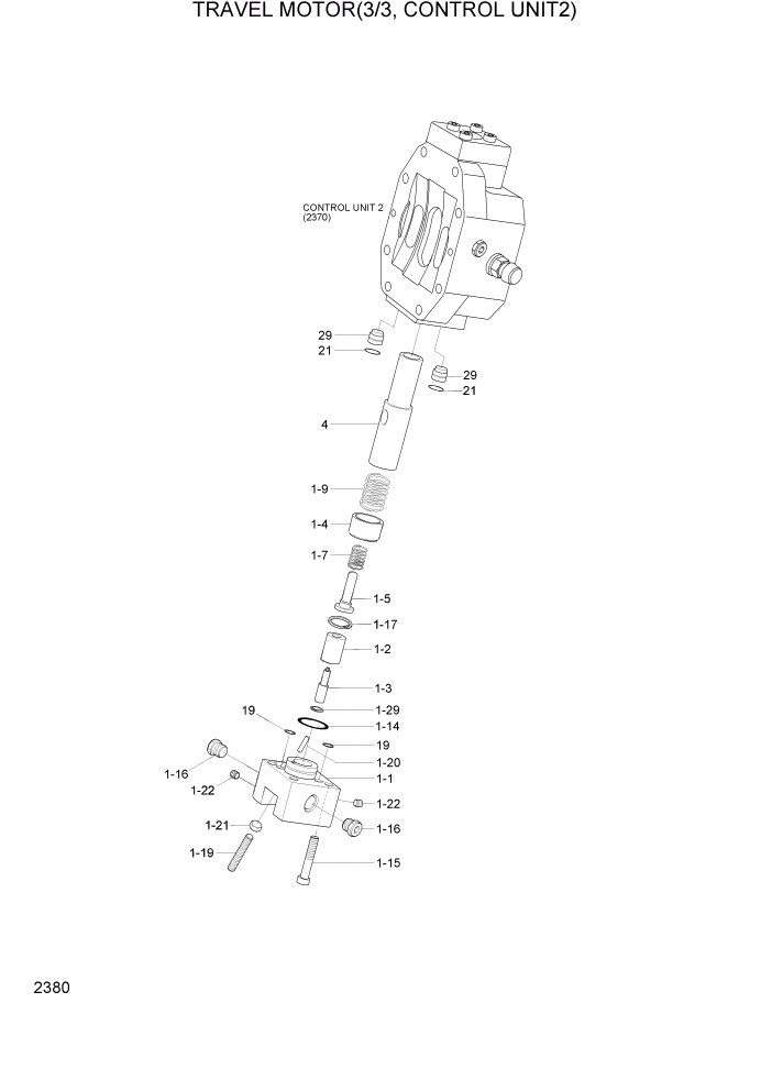 Схема запчастей Hyundai R95W3 - PAGE 2380 TRAVEL MOTOR(3/3, CONTROL UNIT 2) ГИДРАВЛИЧЕСКАЯ СИСТЕМА