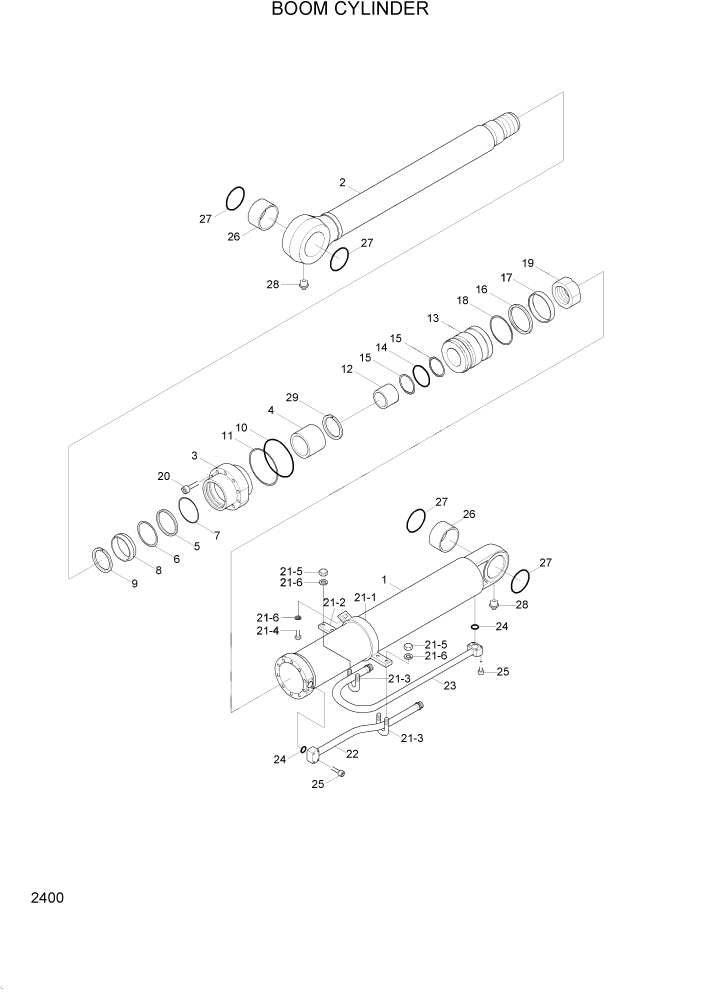 Схема запчастей Hyundai R95W3 - PAGE 2400 BOOM CYLINDER ГИДРАВЛИЧЕСКАЯ СИСТЕМА