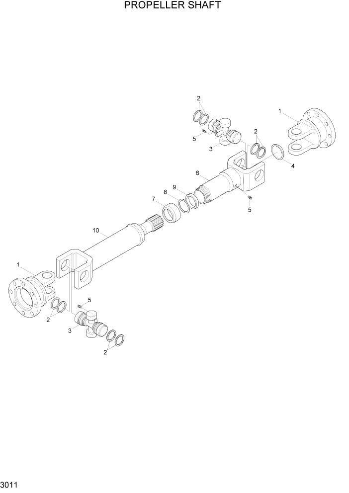 Схема запчастей Hyundai R95W3 - PAGE 3011 PROPELLER SHAFT ТРАНСМИССИЯ