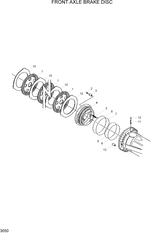 Схема запчастей Hyundai R95W3 - PAGE 3050 FRONT AXLE BRAKE DISC ТРАНСМИССИЯ