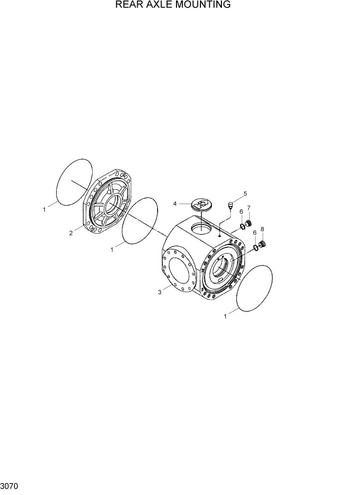 Схема запчастей Hyundai R95W3 - PAGE 3070 REAR AXLE HOUSING ТРАНСМИССИЯ