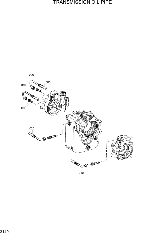 Схема запчастей Hyundai R95W3 - PAGE 3140 TRANSMISSION OIL PIPE ТРАНСМИССИЯ