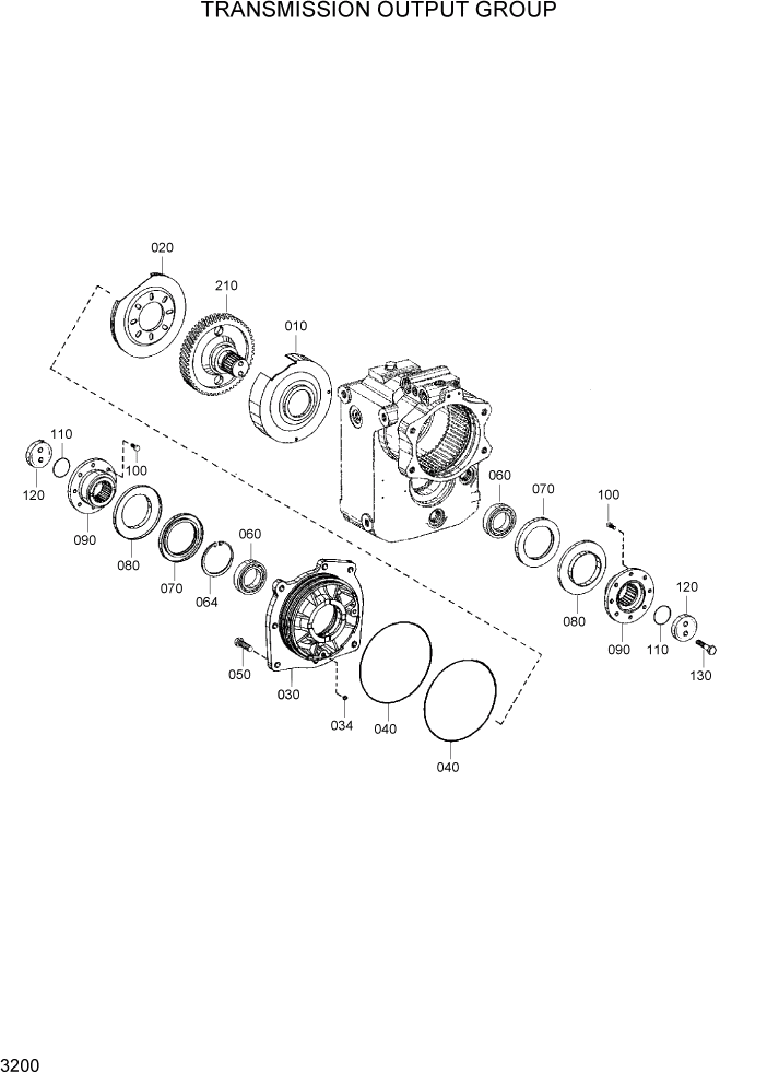 Схема запчастей Hyundai R95W3 - PAGE 3200 TRANSMISSION OUTPUT GROUP ТРАНСМИССИЯ