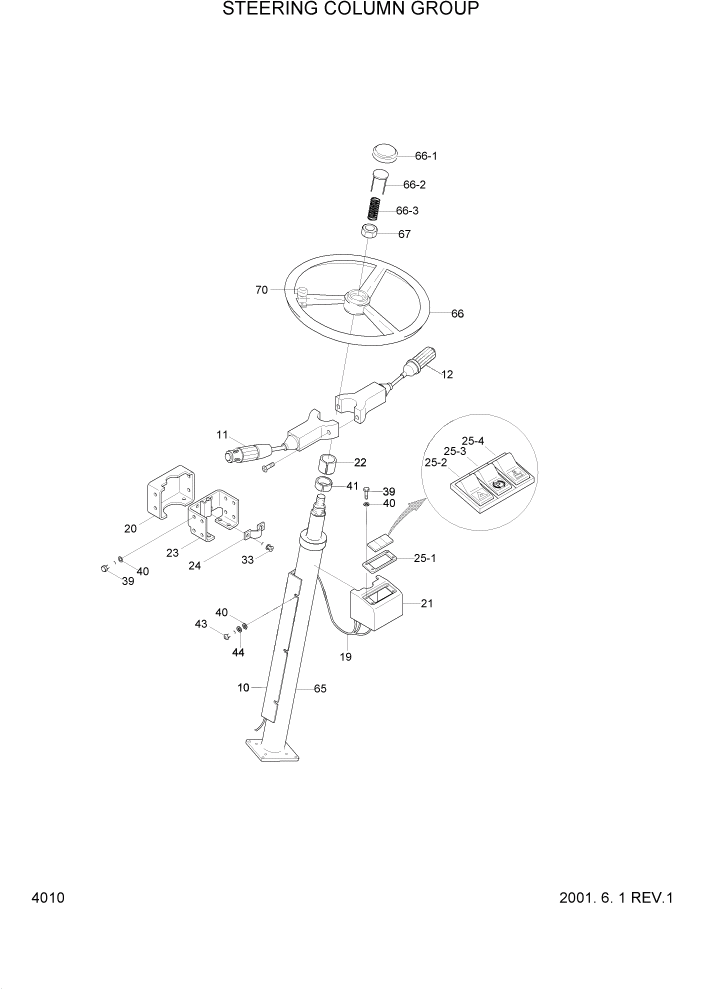 Схема запчастей Hyundai R95W3 - PAGE 4010 STEERING COLUMN GROUP ЭЛЕКТРИЧЕСКАЯ СИСТЕМА