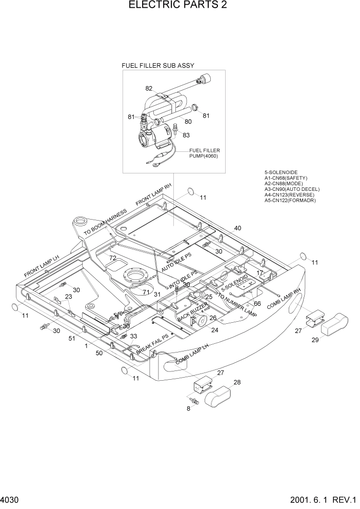 Схема запчастей Hyundai R95W3 - PAGE 4030 ELECTRIC PARTS 2 ЭЛЕКТРИЧЕСКАЯ СИСТЕМА