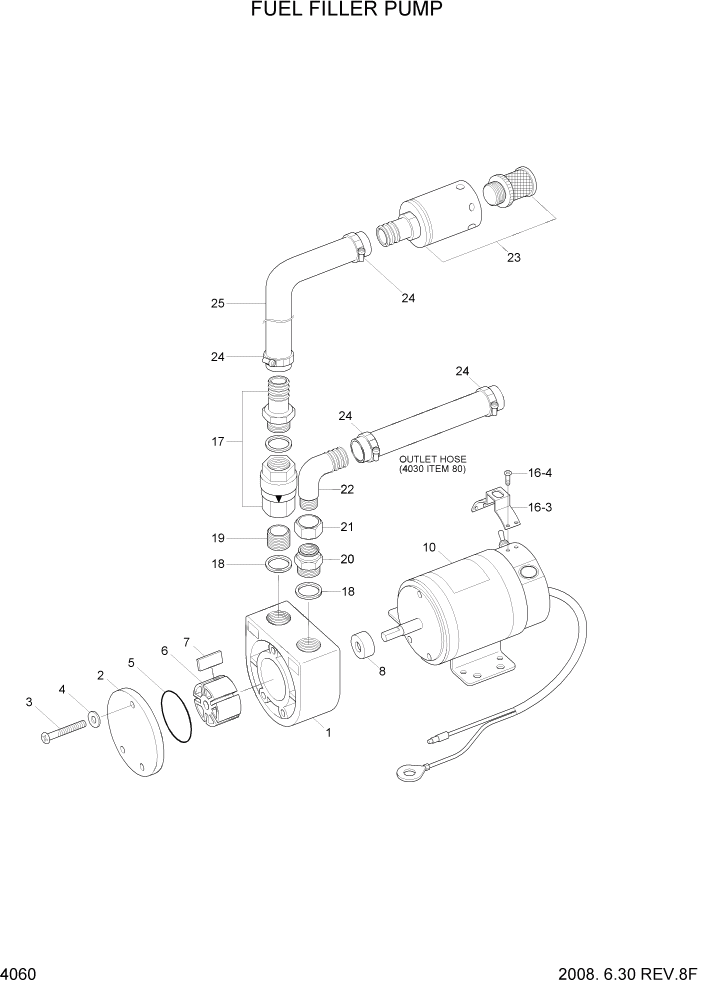 Схема запчастей Hyundai R95W3 - PAGE 4060 FUEL FILLER PUMP ЭЛЕКТРИЧЕСКАЯ СИСТЕМА