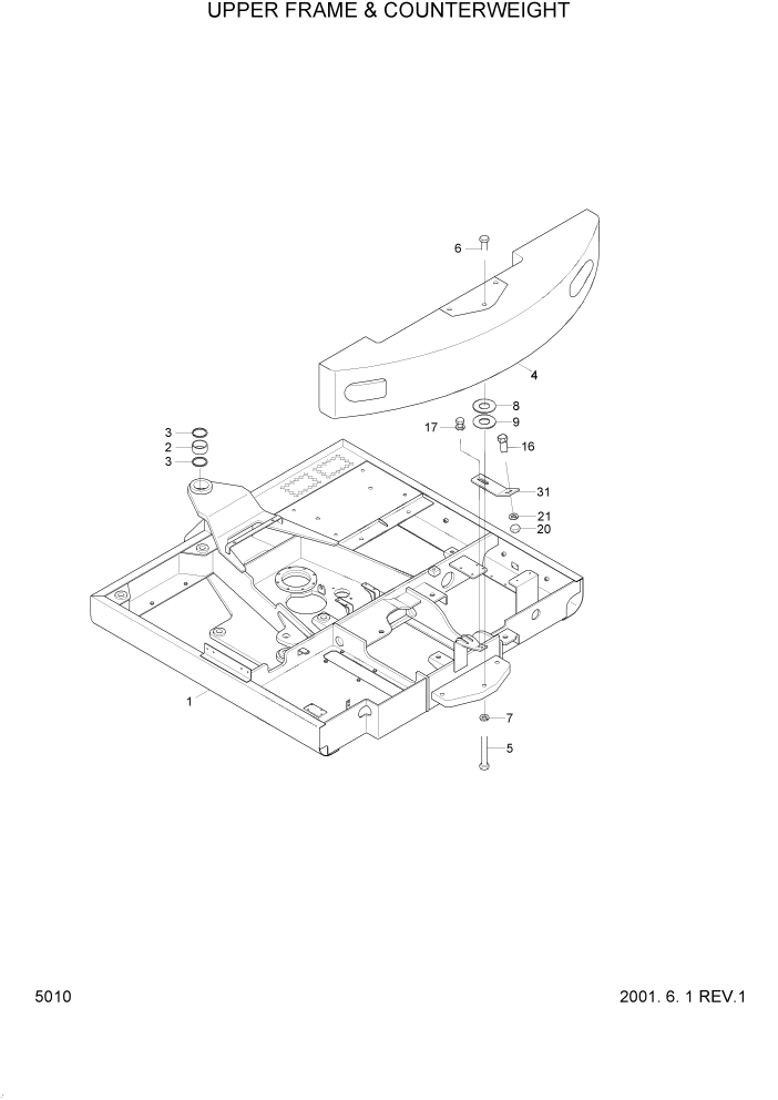 Схема запчастей Hyundai R95W3 - PAGE 5010 UPPER FRAME & COUNTERWEIGHT ВЕРХНЯЯ ЧАСТЬ