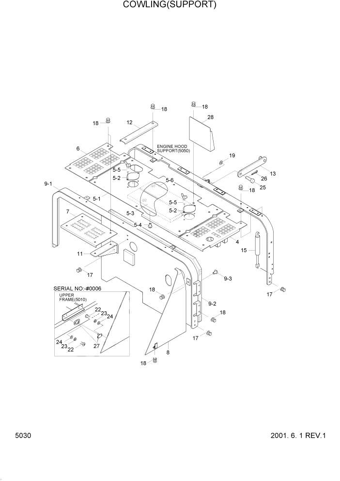 Схема запчастей Hyundai R95W3 - PAGE 5030 COWLING(SUPPORT) ВЕРХНЯЯ ЧАСТЬ