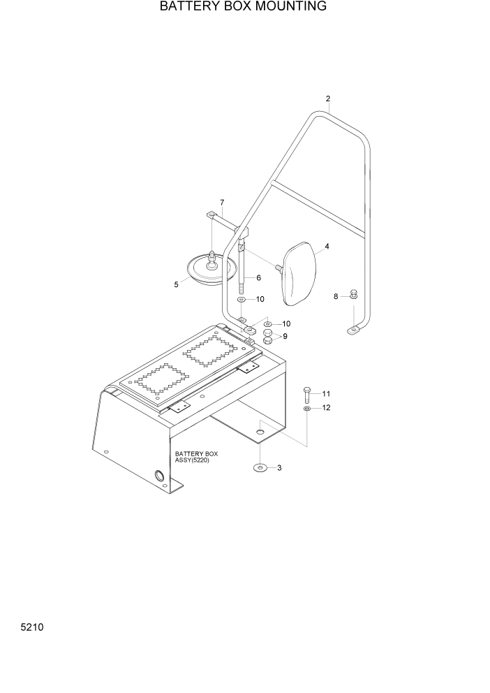 Схема запчастей Hyundai R95W3 - PAGE 5210 BATTERY BOX MOUNTING ВЕРХНЯЯ ЧАСТЬ