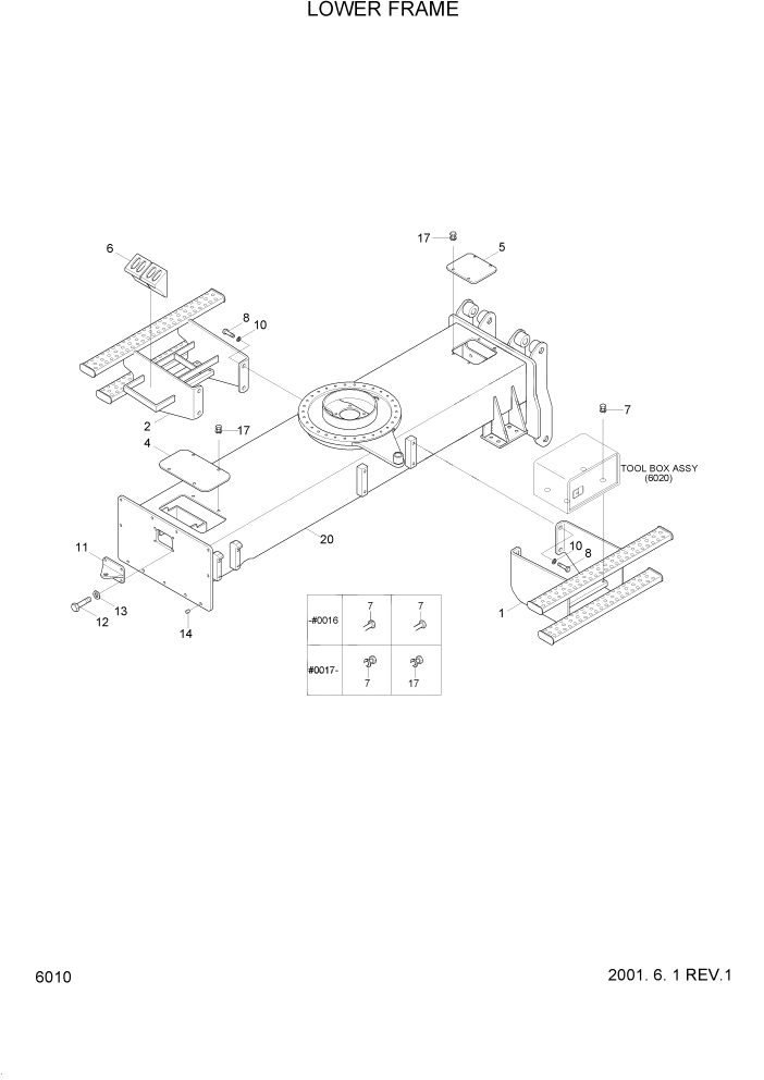 Схема запчастей Hyundai R95W3 - PAGE 6010 LOWER FRAME НИЖНЯЯ ЧАСТЬ